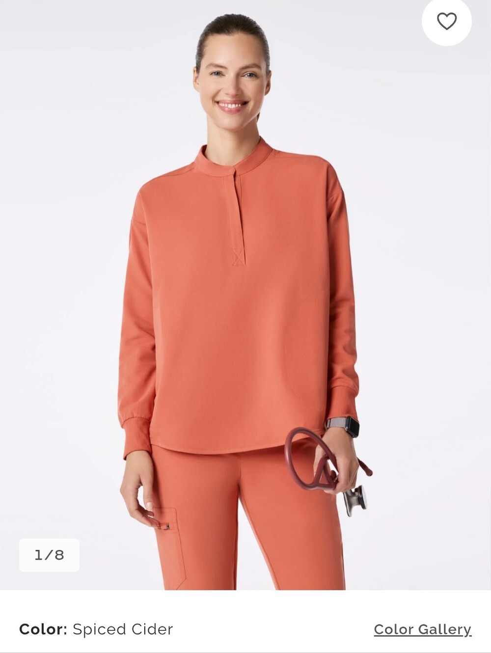 Rafaela Oversized Longsleeve Scrub Top - M - Spiced Cider